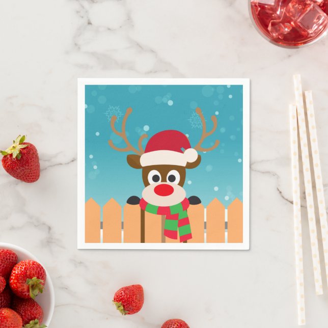 Cute Rudolph The Red Nose Reindeer | Napkin (Insitu)