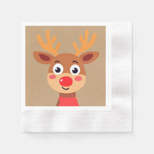 Cute Rudolph The Red Nose Reindeer Paper Napkin