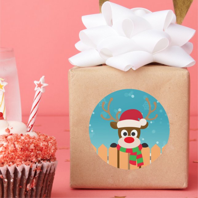 Cute Rudolph The Red Nose Reindeer | Sticker Seal (Party)