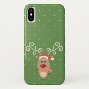 Cute Rudolph the red nosed reindeer cartoon iPhone X Case