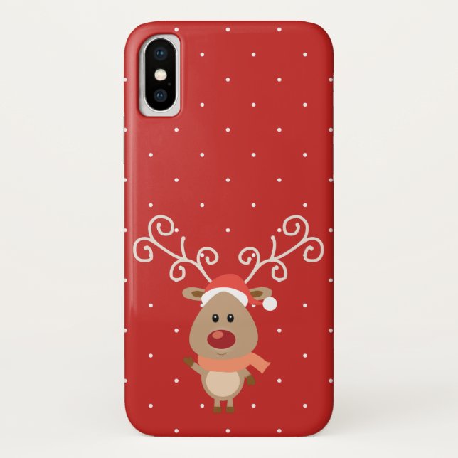 Cute Rudolph the red nosed reindeer cartoon Case-Mate iPhone Case (Back)