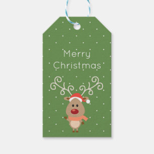 Cute Rudolph the red nosed reindeer cartoon Gift Tags