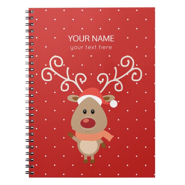 Cute Rudolph the red nosed reindeer cartoon Notebook (Front)