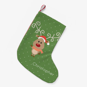 Cute Rudolph the red nosed reindeer cartoon Small Christmas Stocking