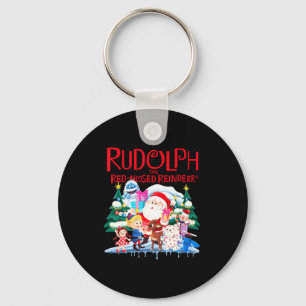 Cute Rudolph The Red Nosed Reindeer Christmas Spec Key Ring