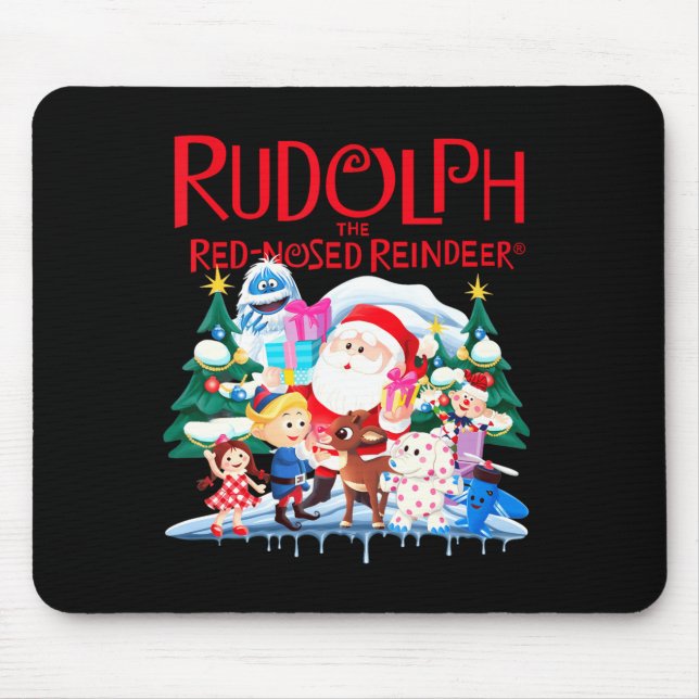 Cute Rudolph The Red Nosed Reindeer Christmas Spec Mouse Mat (Front)