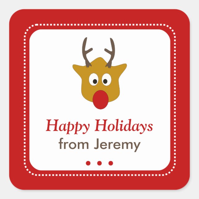 Cute Rudolph The Reindeer Christmas Gift Tag (Front)