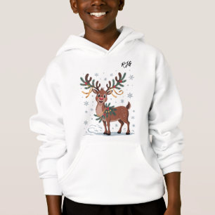Cute Rudolph with Gold Accents Initials