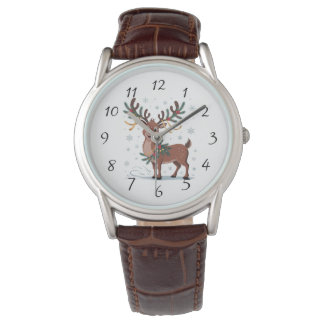 Cute Rudolph with Gold Accents Watch