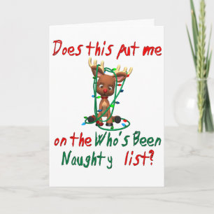 Cute Rudolph's Been Naughty Holiday Card