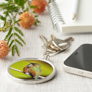 Cute Rufous Hummingbird on a Twig Key Ring