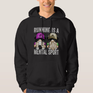 Cute Runners Gnome Couple Funny Running Is A Menta Hoodie