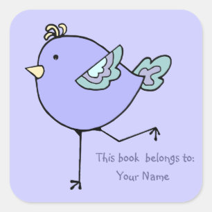 Cute Runnin Bird This book belongs to  Bookplate Square Sticker