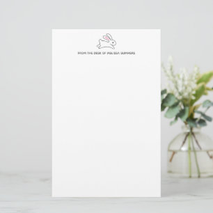 Cute Running Bunny Rabbit Custom Text Stationery