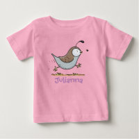 Cute running californian quail cartoon
