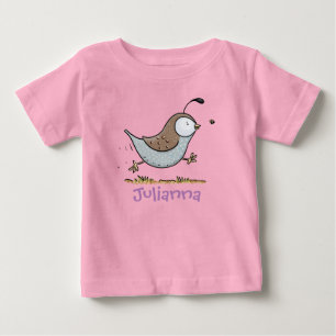 Cute running californian quail cartoon baby T-Shirt