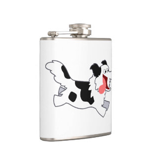 Cute Running Cartoon Border Collie Hip Flask