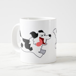 Cute Running Cartoon Border Collie Jumbo Mug
