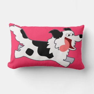 Cute Running Cartoon Border Collie Pillow