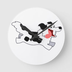 Cute Running Cartoon Border Collie Wall Clock