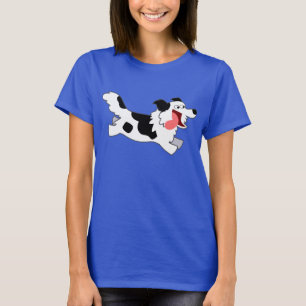 Cute Running Cartoon Border Collie Women T-Shirt