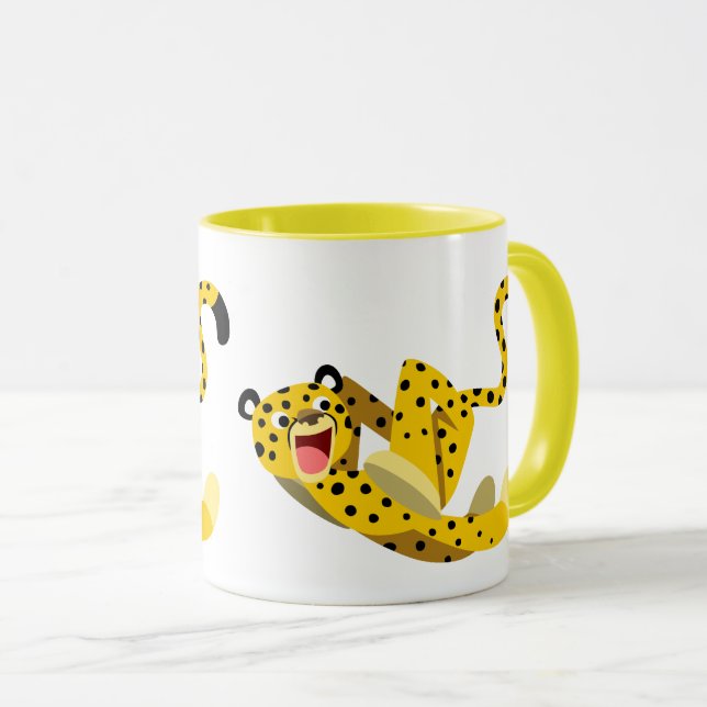 Cute Running Cartoon Cheetah Mug (Front Right)