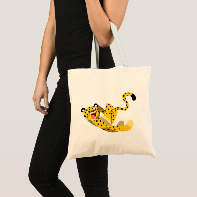 Cute Running Cartoon Cheetah Tote Bag (Front (Product))