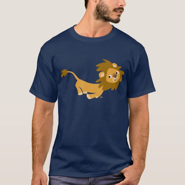 Cute Running Cartoon Lion T-Shirt (Front)