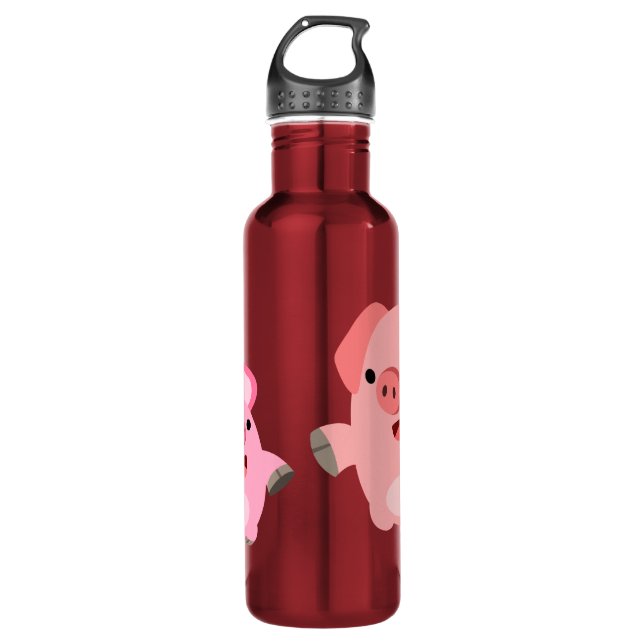 Cute Running Cartoon Pigs 710 Ml Water Bottle (Front)