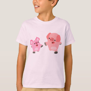Cute Running Cartoon Pigs Children T-Shirt