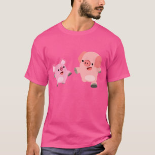 Cute Running Cartoon Pigs T-Shirt