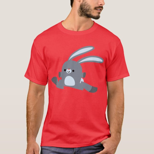 Cute Running Cartoon Rabbit T-Shirt (Front)