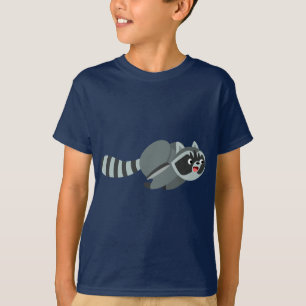 Cute Running Cartoon Racoon Children T-Shirt