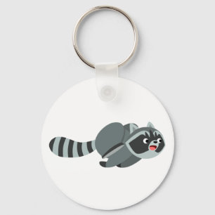 Cute Running Cartoon Racoon Key Ring