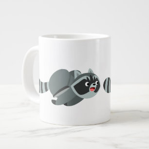 Cute Running Cartoon Racoon Large Coffee Mug