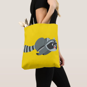 Cute Running Cartoon Racoon Tote Bag