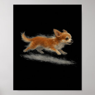 Cute running dog funny chihuahua running art meme poster