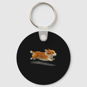 Cute running dog funny corgi running art meme key ring