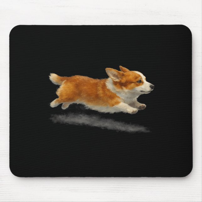 Cute running dog funny corgi running art meme  mouse mat (Front)