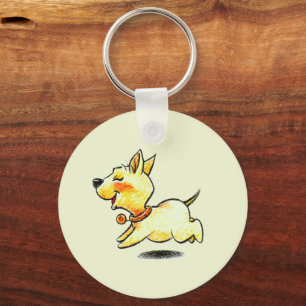 Cute Running Dog Illustration for Dog Lovers Key Ring