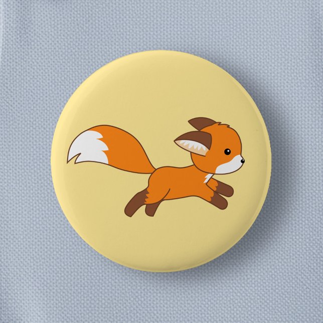 Cute Running Fox 6 Cm Round Badge (Creator Uploaded)
