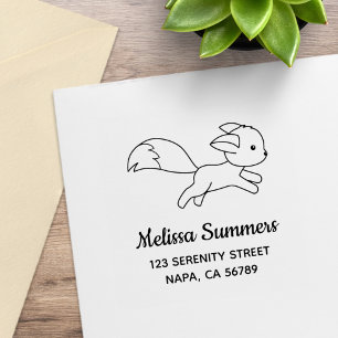 Cute Running Fox Address Rubber Stamp