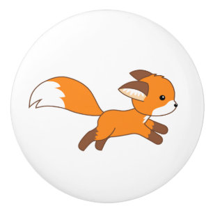 Cute Running Fox Ceramic Knob