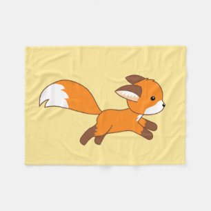 Cute Running Fox Fleece Blanket