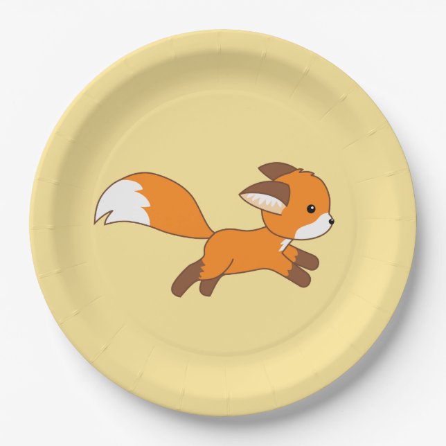 Cute Running Fox Paper Plate (Front)