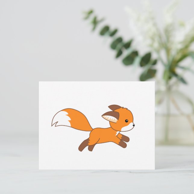 Cute Running Fox Postcard (Standing Front)