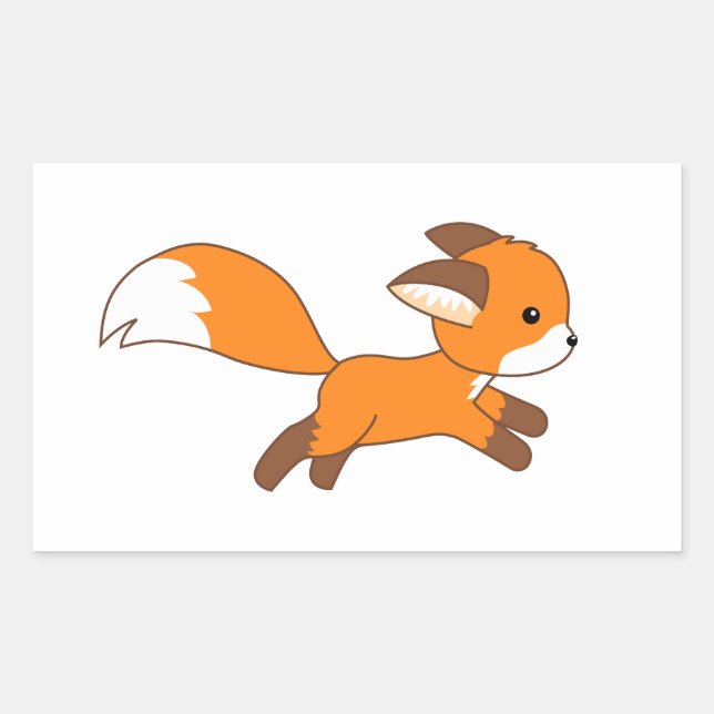 Cute Running Fox Rectangular Sticker (Front)