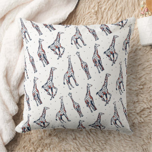 Cute Running Giraffe Safari Pattern Cushion
