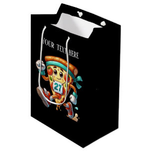 Cute running lovers pizza party medium gift bag