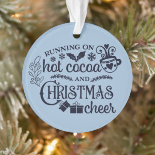 Cute Running On Hot Cocoa Kids Photo Xmas Ornament